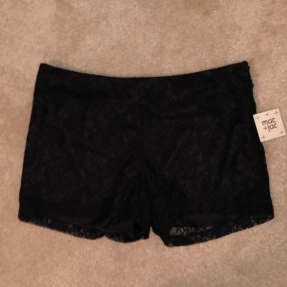 Mac + Jac black floral lace shorts